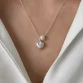 Silver heart pearl pendant clavicle chain fashion minimalist jewelry for women daily wear - Silver Metal Pearl Heart Choker (XL1668)