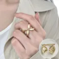Gold irregular water drop open ring for women, stylish geometric minimalist finger jewelry. - Open Adjustable / JZ5005-2