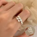 Sweet fresh silver flower open ring for women, stylish stackable index finger jewelry trend. - Flower Cluster Stackable (JZ7505)