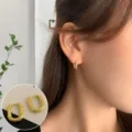 Minimalist textured gold hoop earrings for women, stylish and versatile daily wear jewelry. - Silver Textured Geometric Ear Hoops (ED1272-2)