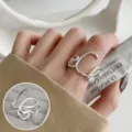 Silver open-loop irregular curve ring for women, stylish minimalist fashion finger jewelry. - Abstract Streamline Open Ring (JZ6258)