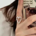 Silver heart open ring geometric sweet cool ring trendy jewelry for women variant style. - Silver Sweet Cool Heart Hollow Style (JZ7127)