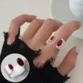 Anillo abierto exagerado de plata con piedras rojas para mujer moda tendencia dedo - Anillo Abierto Estilo Doble Rubí (JZ7829)