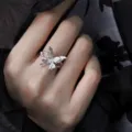 Silver textured butterfly open ring, sweet and cool fashion stackable ring for women trendy. - Textured Wrinkled Butterfly (JZ7425)