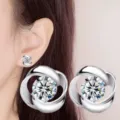 Sweet flower petal earrings for women, simple and stylish temperament versatile personalized stud earrings. - Zirconia Flower Studs (ED728)