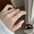 Silberner Offener Ring mit Schleife und Zirkonia, gedrehtes Band für Damen Schmuck Chic. - Gedrehtes Seil Schleife Einzel Strass Offener Ring Stil (JZ5109)