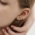 Minimalist gold cross ear cuff for women, stylish non-piercing cartilage clip jewelry piece. - Gold Cross Lines Style (ED2540-2)