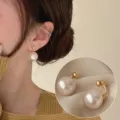 Dubbelzijdige parel oorbellen voor vrouwen elegante minimalisten grote parel oknopen chic. - Dubbelzijdige Asymmetrische Grote Parel Oorknopje Stijl (ED1903)