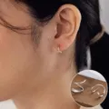 Minimalist silver double hoop earrings for women, chic spiral design elegant jewelry daily wear - Double Loop Spiral Stud Earrings (ED683-1)