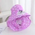 Chapeau de protection solaire pour femmes d'été avec ventilateur solaire, impression de nœud violet. - Solaire + Rechargeable 600MA / Violet