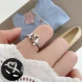 Silver open heart interlocking ring fashion minimalist daily wear adjustable ring for women - Open Adjustable / Crisscross Heart Style (JZ5030)