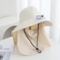 Summer sun protection hat with solar charging fan, wide brim outdoor fishing cap for women. - Solar + Rechargeable 600MA / Beige