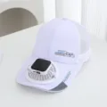 Summer solar charging fan baseball cap outdoor sun protection mesh snapback hat - Solar + Rechargeable 600MA / White