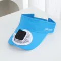 Chapeau de ventilateur solaire d'été séchage rapide visière de sport chapeau bleu clair - Solaire + Rechargeable 600MA / Bleu ciel
