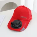 Summer solar powered fan baseball cap outdoor sun protection mesh hat for men and women - Solar + Rechargeable 600MA / Red