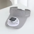 Chapeau de visiere de soleil de ventilateur solaire d'ete, casquette de sport a sechage rapide. - Solaire + Rechargeable 600MA / Gris clair