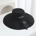 Chapeau de soleil ventilateur solaire large bord anti-uv bob ete randonnee peche - Solaire + Rechargeable 600MA / Noir
