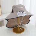 Chapeau de soleil avec ventilateur solaire protection UV chapeau de pêche randonnée - Gris clair