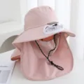 Chapeau de soleil rose avec mini ventilateur solaire et protège-nuque pour la pêche d'été. - Solaire + Rechargeable 600MA / Rose