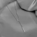 Minimalist geometry letter pendant necklace for women stylish clavicle chain jewelry. - Silver Geometric Letter Square Plate Y-Necklace (XL0589-1)