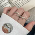 Silver vintage snake open ring for women, stylish stackable finger jewelry accessory. - Open Adjustable / Vintage Oxidized Coiled Snake Rose Flower Open Ring (JZ6342) / Silver