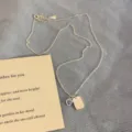 Sweet blue heart necklace for women, minimalist square tag clavicle chain ins style. - Blue Heart Good Luck Tag Style (XL2219)