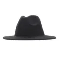 Schwarzer Wollfilz Fedora Hut für Damen und Herren, klassische Retro Jazz Kappe. - Erwachsene (56-58cm) / Schwarz