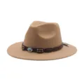 Cappello da cowboy western in feltro stile etnico accessorio di modo vintage per esterno - M (56-58cm) / Cammello