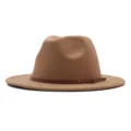 Chapeau Fedora Couleur Chameau Classique Femme Homme Automne Hiver Laine Feutre Jazz - M (56-58cm) / Chameau