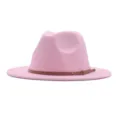 Chapeau fedora en laine rose pour femme hiver automne western cowboy jazz style classique. - M (56-58cm) / Rose