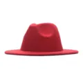Roter Wildleder Fedora Hut, klassischer breiter Krempe Vintage Jazz Hut Damen und Herren. - Erwachsene (56-58cm) / Rot