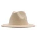 Beiger Wollfilz Fedora Hut fur Damen und Herren, klassischer eleganter Jazzhut neu. - Erwachsene (56-58cm) / Beige