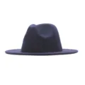 Klassischer dunkelblauer Wollfilz Fedora Hut, eleganter Krempen Jazzhut für Damen und Herren. - Erwachsene (56-58cm) / Marineblau