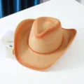 Spring and summer new hollow out western cowboy straw hat outdoor sun protection sun hat - Jazz Fedora Style / Khaki