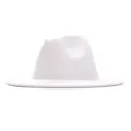 Weisser Woll Fedora Hut klassischer Krempe Jazzhut Winter warme Retro Cowboykappe Mode - Erwachsene (56-58cm) / Weiß