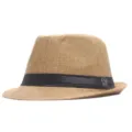 Summer straw sun hat for women, wide brim beach vacation hat with black ribbon band stylish. - M (56-58cm) / Khaki