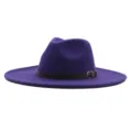 Lila Wolle Fedora Hut für Damen Herren breite Krempe Jazz Kappe stilvolle Outdoormode - Dunkellila
