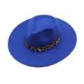 Chapeau fedora en feutre de laine pour femmes style large bord chapeau jazz chaud - M (56-58cm) / Bleu saphir