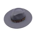 Chapeau fedora en feutre de laine pour femme large bord jazz automne hiver gris élégant - M (56-58cm) / Gris