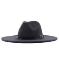 Chapeau fedora gris foncé à large bord de haute qualité avec ceinture noire pour automne hiver. - M (56-58cm) / Gris foncé