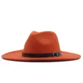 Chapeau fedora en feutre de laine orange à large bord pour femmes hommes, chapeau jazz automne hiver. - M (56-58cm) / Orange