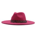 Eleganter Hut mit breiter Krempe und Schlangenmuster Band fuer Damen und Herren Alltag - 56-58cm / Fuchsia