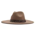 Klassischer Wollfilz Fedora Hut mit Schlangenmuster Gürtel für Damen und Herren breit. - 56-58cm / Camel