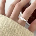 Minimalist silver conch geometric open ring for women stylish daily fashion jewelry accessory - Open Adjustable / Croissant Texture Style (JZ7521)