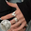 Silver irregular molten metal open ring, trendy fashion chunky finger jewelry style variant - Silver 3D Irregular Fluid Lava Style (JZ7782)