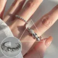 S925 Sterling Silver Irregular Bead Lava Ring Open Adjustable Fashion Trendy Jewelry for Women - Lava Beaded Open Ring(JZ6879)