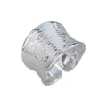 Exquisite wide silver ring with unique geometric irregular texture. Stylish open band design for daily wear. - Open Adjustable / JZ6774