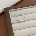 Minimalist silver beaded ring featuring a cute smiley face square charm for daily wear. - JZ9503