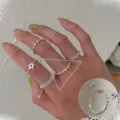 Silver stackable open rings set for women, minimalist geometric hip hop fashion finger jewelry. - JZ9505
