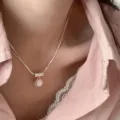 Élégant collier ras du cou en argent avec pendentif perle, chaîne clavicule tendance chic. - XL2034